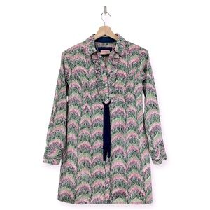 Lilly Pulitzer Sabine Ruffle Pleat Cotton Button Up Shirt Dress Size 2
